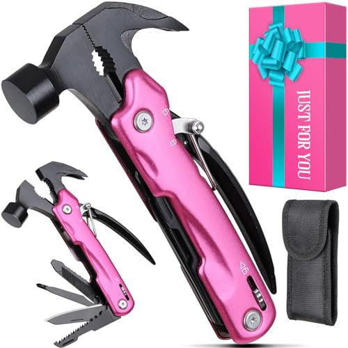 Johiux Muttertag Geschenk für Mama Oma,12 in 1 Multitool Geschenke für Frauen,Rosa Kleines Multitool Geschenk für Mama,Ehefrau,Freundin,Weihnachtsgeschenke für Frauen,Damen Camping Zubehör Werkzeug