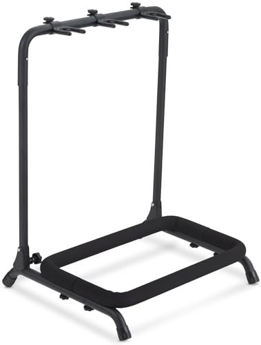 Classic Cantabile 3-fach Multi-Gitarrenständer - Ständer für Gitarren und Bässe - Zusammenklappbar für einfachen Transport - Verstellbare Halsstützen - Schaumstoffpolsterung - Metallkonstruktion