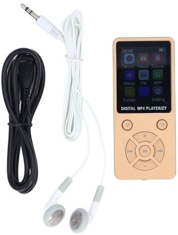 64 GB MP3 MP4-spelare med Bluetooth 5,0 1,8 tums skärm, bärbar HiFi musikspelare med högtalare, video, FM E bok, hörlurar, stöder upp till 128 GB (guld)