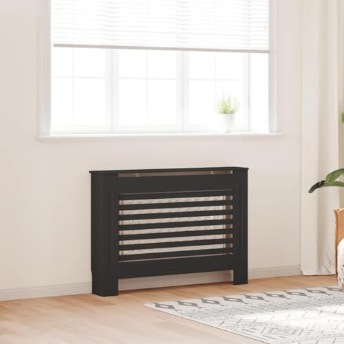 LLEZKBR Hogar y jardín, accesorios para electrodomésticos, accesorios de radiador de calefacción, cubierta de radiador negra de 112 x 19 x 81,5 cm MDF
