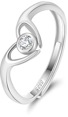 SILBERTALE kramring dam 925 sterlingsilver – justerbar tumring vänskapsringar – öppen ring storlek 54