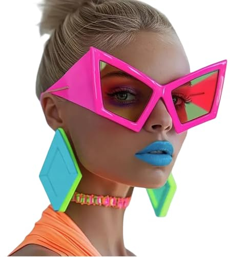 BellaBlend TELAIN Lunettes de soleil amusantes surdimensionnées pour adultes femmes, accessoires pour fêtes et danse hip-hop, design unique et élégant (Rose)