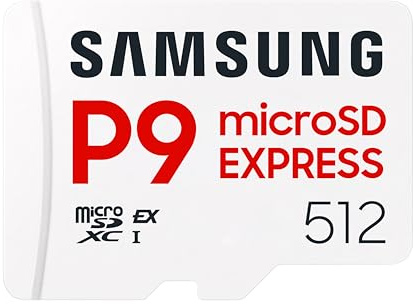 Samsung P9 Express microSD 512GB, Velocidad de Lectura hasta 800 MB/s, U3, V30, A1, para Nintendo Switch 2, Smartphones, Tablets, GoPRO, Dron dji, Steam Deck, (MB MK512T)