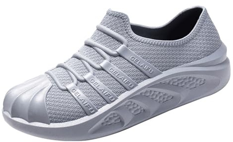 Generiska gummistövlar män vattentäta, trädgårdsskor män korta gummistövletter breda fötter regnstövlar slip-on slip-on stövlar skosnören vattensportskor aquaskor med halkfri sula
