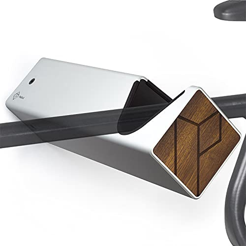 PARAX Fahrrad Wandhalterung D-RACK individualisierbar Aluminium Holz Design – Fahrrad Halterung für Rennrad Gravel Bike Tourenrad – Fahrradhalter Wand indoor Aufbewahrung für Wohnzimmer