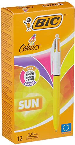 BIC Sun - Penne a sfera, 4 colori, confezione da 12
