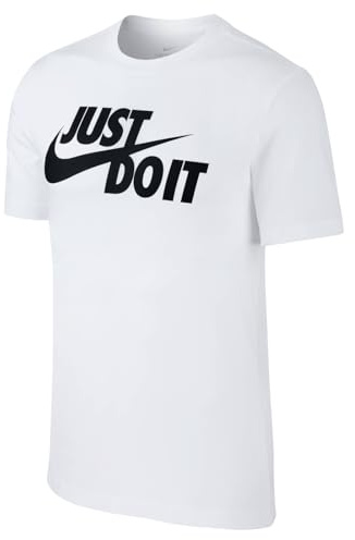 Nike Tee Just Do It Swoosh, T Shirt Uomo, Bianco (White/Black 100), S