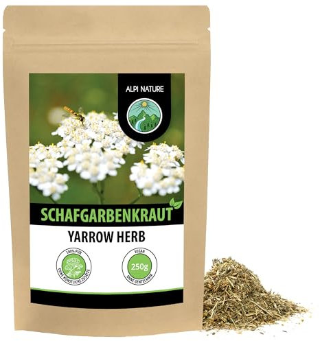 Alpi Nature Yarrow Tea 250g 8.8 oz, Dried and Cut Yarrow Herb, Loose Leaf Tea for Herbal Infusion