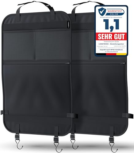 LIONSTRONG Kick Mats - Back Seat Car Organiser - Waterproof and Stain Resistant Seat Protectors (2-SET)