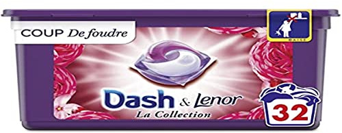 Dash Allin1 Pods Detersivo in capsule liquidi, collezione Coup de Foudre con una freschezza lunga durata, 32 lavaggi (803,2 g)