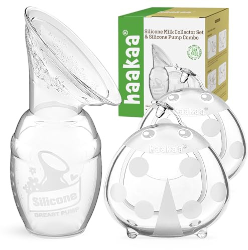 haakaa 100 ML Silicona Extractor de Leche Manual y 2 Piezas Recolectoras de Leche Materna Copas, Saludable e Inofensivo