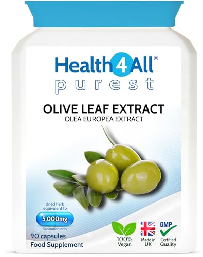 Health4All Olive Leaf Extract - 100mg Oleuropein Per Capsule | 90 Vegan Capsules (3 Month Supply) 20% Standardised 10:1 Extract from Wild European Leaves | No Additives | Immune & Heart Support