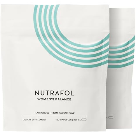 Nutrafol Women's Balance Hair Growth Supplements, for Ages 45+, Clinically Proven for Visibly Thicker Hair and Scalp Coverage, Dermatologist Recommended - 2 Month Supply, 2 Refill Pouches