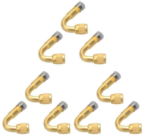 Vaguelly 9piezas Adaptadores De Extensión Para Válvula De Neumático Ángulo De Grados Convertidor Para Inflar Ruedas De Coche Camión Motocicleta y Remolque Dorado