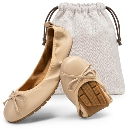 DREAM PAIRS Ballerine Pieghevoli Donna Eleganti | Suola PVC leggera, supporto arco, fodera morbida, slip-on per viaggi.