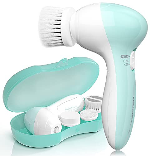 Elektrische Gesichtsreinigungsbürste 3-in-1 mit 3 Wechselköpfen, 2 Geschwindigkeiten, IPX5 Wasserdicht, Tiefenreinigung für alle Hauttypen, Aufbewahrungsbox (Mintgrün)