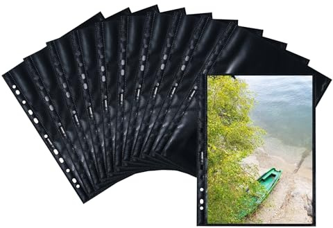 HERMA 7719 Photo Sleeves for Folders, Pack of 250, 20 x 30 cm, 1 Compartment, Double-Sided Fotophan Photo Covers, Collector's Sleeves, Postcard Sleeves, Brochure Sleeves with Euro Holes, Black