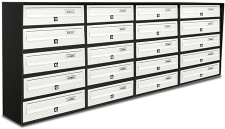 ALUBOX SLIM Cassette Postali Condominiali 20 Posti 63X154,5X30 Cm In Lamiera Zincata E Alluminio Cassetta Postale Da Esterno Condominiale Sistema Anti Prelievo Resistente All'Acqua (ANTRACITE BIANCO)