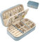 Boxudeli Travel Jewellery Box Small Jewellery Organiser Velvet Jewellery Storage for Earrings Rings Necklaces Bracelets Portable Jewellery Case for Women Girls (misty blue)