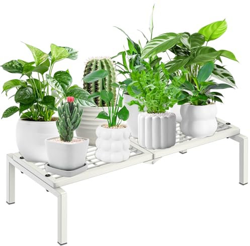 Gouisalin Metall Blumenregal Pflanzenregal,1 Etagen Blumenständer Pflanzenständer Blumenbank Blumentreppe, Blumentopfständer Pflanzentreppe Standregal für Innen Garten Balkon Deko (Weiß)