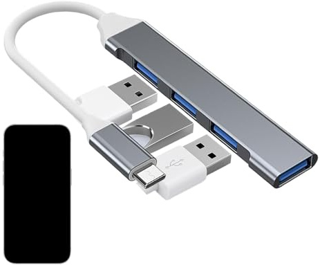 Pcingsia Adaptador multipuerto USB, divisor de datos multiusos de 4 puertos, concentrador USB 3.0/divisor tipo C para laptop, PC, unidad flash y más dispositivos