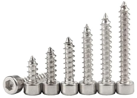 DLNTXFDG 10pcs-50pcs 304 Stainless Steel M2 M2.6 M3 M3.5 M4 M5 M6 Allen Hex Hexagon Round Head Wood Self Tapping Screw(45mm,M4 (10pcs))