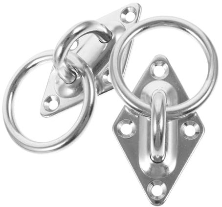 Sosoport 2pcs Stainless Steel Diamond Pad Eye Plates M6 Tie down Anchors Ceiling Hooks Heavy Duty Round O-ring Mounting Plates for Trailer Truck Cargo Securing
