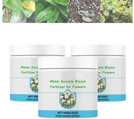 Fertilizante de Floración Soluble en Agua para Flores, Nutrientes y Fertilizantes para Plantas Solubles en Agua, para el Crecimiento de Plantas de Interior y Exterior (3PCS)