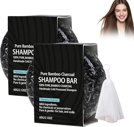 Carbone di bambù sapone per capelli, detergente profondo, shampoo solido con carbone attivo per capelli grassi e grassi rapidi, delicata cura naturale del cuoio capelluto per una pulizia efficace di