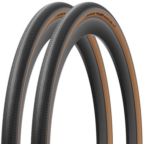 MICHELIN - Lot de 2 pneus VTT/Gravel Power Adventure Competition Line 700C TLR TS - Pneus Mixtes Route et chemins - Coloris Classic ou Dark