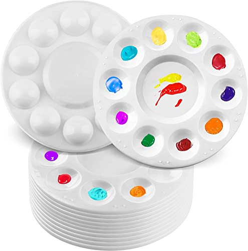 LotFancy 12x Mischpalette Acrylfarben Ölfarben, Malpalette Aquarell Set Malerei Klein aus Kunststoff, mit 11 Mischfeldern