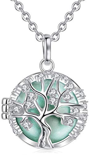 AEONSLOVE Livets träd graviditet halsband klocka boll musik önskningsljud medaljong bal hänge smycken gåvor för moderskap kvinnor, Koppar Silver