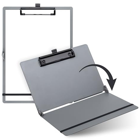 SAX Planchette à pince pliable, A4 sur A5, format vertical et horizontal, idéale pour les voyages et les affaires, pour max. 30 feuilles