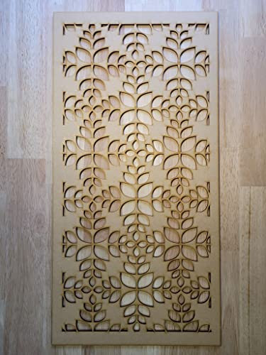 Floral lattice Panel Screen Radiator Cabinet wall Decorative Screening-grille- Perforated MDF panel (600x300mm) 0019 (3mm thick MDF Primed White)