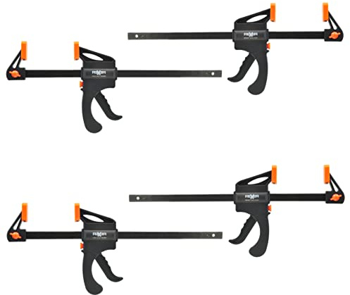REXXER Einhandzwingen 300 mm – 4er Set Schnellspannzwingen für Holzarbeiten & Heimwerken