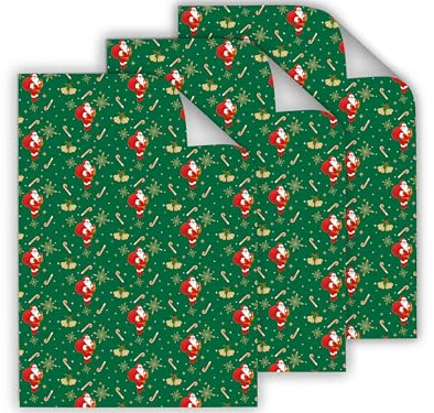 12 Grün Geschenkpapier-Bögen Set hochwertige reißfeste Geschenkverpackung Packpapier mit Muster Motiv Weihnachten Christmas Winter Advent Silvester für Kinder Jungen Mädchen (12 Bögen je A3-Format)