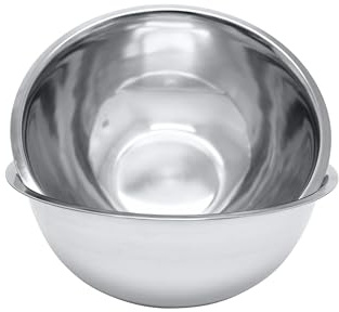Great Credentials 8 Quart, Set of 2, Mixing Bowls, Stainless Steel, Professional Chef, Commercial Kitchen, 13.25 Inches Diameter, Flat Base