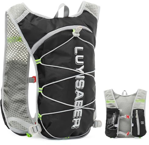 Donaky Trinkrucksack Laufweste Trailrunning Rucksack Damen Herren, Ultraleicht Laufrucksack Reflektierend Lauf Weste Fahrradrucksack für Sport Radfahren Klettern Wandern Trail Marathon, Schwarz