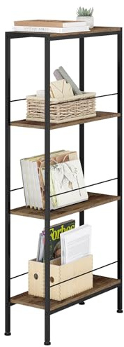 WOLTU Regal, Nischenregal mit 4 Ebenen, Küchenregal Gewürzregal stehend, Standregal Leiterregal schmal, für Küche Wohnzimmer, Holzwerkstoff Metall, Vintage Braun Schwarz, 50x110x20 cm, RGB53shm