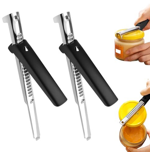 2 Stück Müheloser Arthritis-Glasöffner, Dosenöffner Manuell, Flaschenöffner für Senioren, Einstellbarer Dosenöffner, Multifunctional Deckelöffner für Senioren Schwache Hände