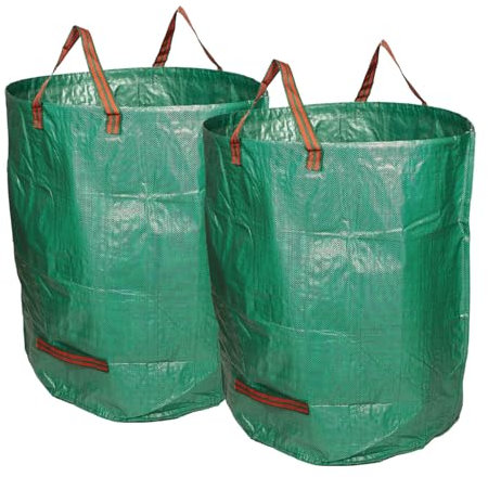 V&A boutique Sacs de Jardin Résistants 2 x 272L, Sac à Déchets de Jardin Réutilisable et Pliable
