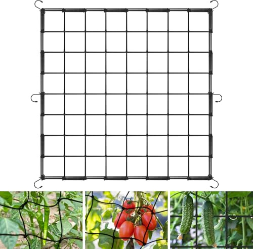 OFFCUP Rete Scrog, 120 x 120 cm, Rete Elastica a Traliccio con 6 ganci Rete per Piante, Tenda per Piante Rete Elastica, Rete di Supporto per Piante per Giardini Balconi Terrazze