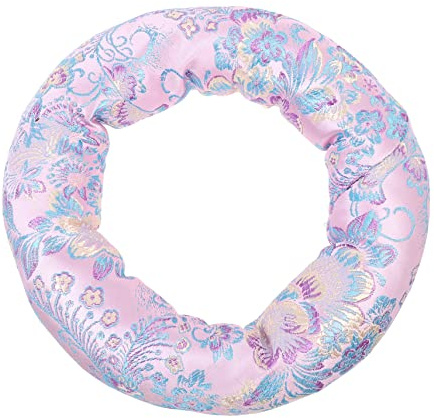 BESTonZON Buddha Klangschalenkissen aus Baumwolle Rundes Meditationspolster Rutschfeste Unterlage für Klangschalen Klein Pink für Buddhistische Instrumente