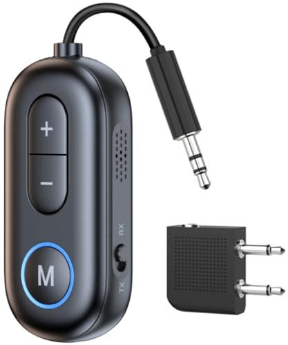 KUWUNG 2 in 1 Bluetooth 5.4 Transmitter Receiver, Wireless Aux Bluetooth Adapter, bluetooth transmitter for tv, Headphones, Dual Connection 3.5mm Bluetooth Receiver for Hifi Airplane TV Gym Speakers