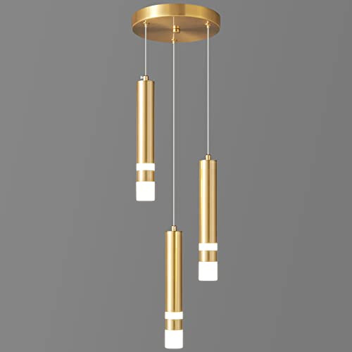 ZPBSJ Lámparas Araña Modernas Altura Ajustable LED Mini Lámparas Araña Oro Cocina Isla Dormitorio Lámpara Araña Pequeña(3-Luces)