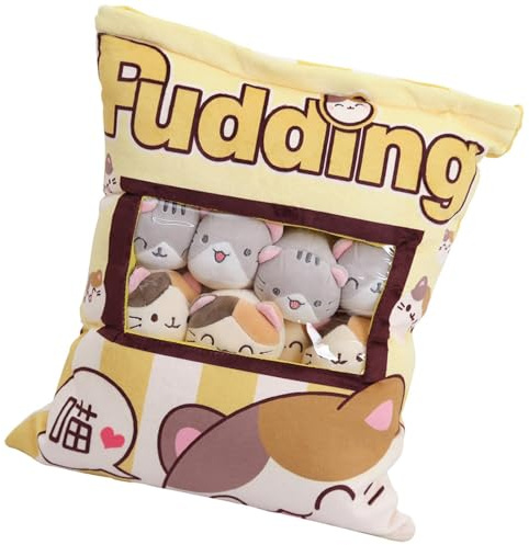 Oreiller Collation Pudding, Mignon Snack Oreiller En Peluche Animaux Jouet Pudding, Mignon Snack Oreiller Animaux En Peluche, Oreiller Peluche Chat Kawaiis, Cadeau De Chat Mignon Pour Enfant