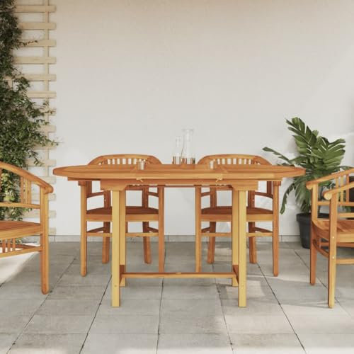 Jiangboyue-363486 Table de jardin extensible en teck massif 110-160 x 80 x 75 cm