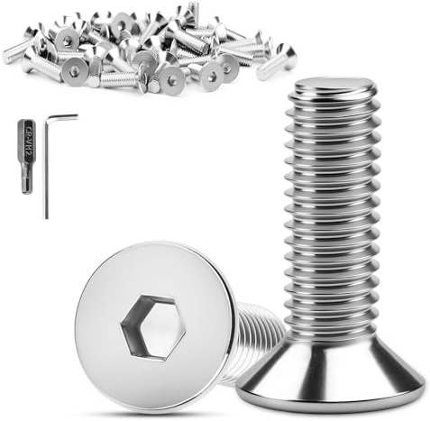XRXYMQ 110 Pezzi Viti Inox M3 x 12 mm Viti Acciaio Inox 304 Vite A Testa Svasata Esagono Incassato Filettatura Completa