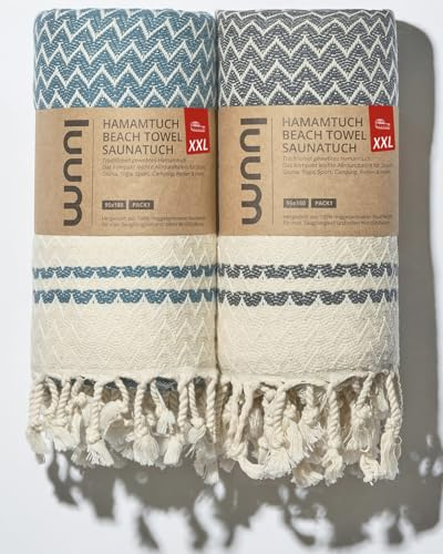 Luum Sauna Towel, Hammam Towel, Beach Towel, Picnic Blanket, Bath Towel, Travel Towel, Sauna Towel, Sauna Kilt for Women and Men, Premium Cotton, Compact, Lightweight, Quick-Drying, Petrol/Anthracite