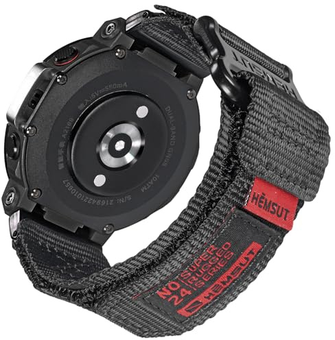 Militärband kompatibelt med Amazfit T-Rex 2, slitstarkt nylonband med kardborreknäppning ersättningsarmband med flätad stickad design sportband för män, T-Rex 2/Middle (6.4-7.6), Nylon